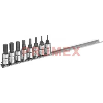 Gola hlavice 1/4" Sada zástrčných šestihranných hlavic na liště, 8dílná, TONA EXPERT, E030704