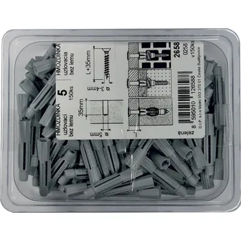 Hmoždinka D.I.P. Hmoždinka uzlovací bez lemu 5PE v150ks