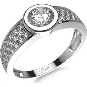 Prsten Couple, Moderní zásnubní prsten Perdita, bílé zlato se zirkony, vel. 50, prům. 15.9 mm, 585-52-1-0517.1B00.0.50.001