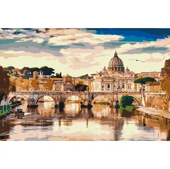 Malování podle čísel - Výhled na Vatikán Velikost: 40x60cm, Rámování: Pouze srolované plátno