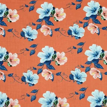 Šatovka N5825 oranžová, květinový vzor, š.145