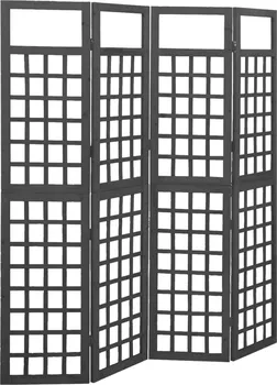 Paraván vidaXL 4dílná dělicí stěna/treláž 161 x 180 cm masivní jedle černá