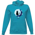 Dámská mikina s kapucí s potiskem Dámská mikina - kočka a měsíc dámské