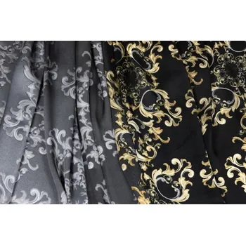 Umělé hedvábí / Silky ornamentální vzory přecházející ze zlaté do šedé barvy