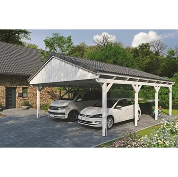 Přístřešek na auto Přístřešek na auto SKAN HOLZ Fichtelberg dvojitý 618 x 808 cm bílý