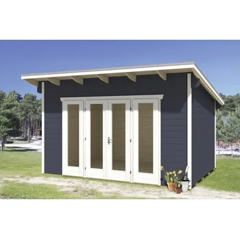 Zahradní domek Dřevěný zahradní domek SKAN HOLZ Ostende 2 břidlicově šedý 400 x 300 cm