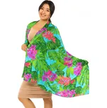 Himalife Maxi šátek Monstera - tyrkysová s barvami