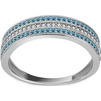 Prsten Prsten z bílého zlata se simulovaným akvamarinem a čirými zirkony IZ26816A + dárkové balení LUXUS zdarma