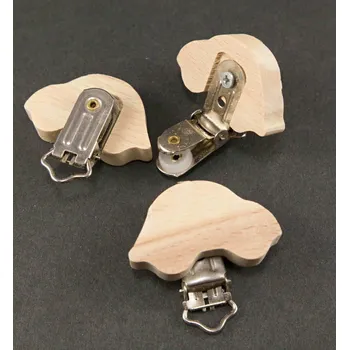 Vánoční dekorace Dřevěný klips na dudlík - autíčko - světlé dřevo - rozměr 4,5 cm x 2,5 cm