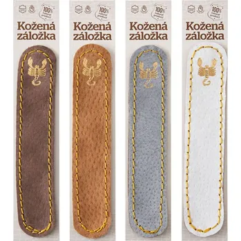 Doplněk ke knize Štír - kožená záložka do knihy Barva kůže: Hnědá semiš (D32), Barva ražby: Zlatá