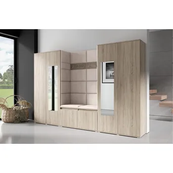 Předsíňová stěna Eka Předsíňová stěna s čalouněnými panely Trinity 10 - Sonoma / Světlá béžová 2303