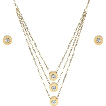 Souprava šperků Doria Set šperků z oceli zlatý se zirkony B133