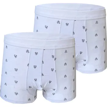 Boxerky PeSaiL Pánské bavlněné boxerky - Krevetová (balení/2 kusy) Barva: Bílá, Velikost: XL