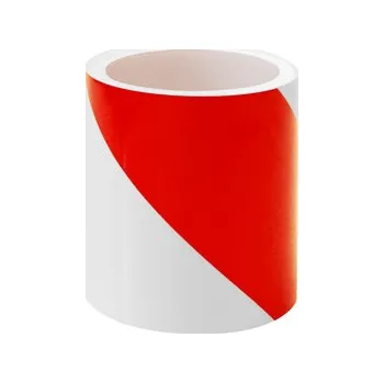 Lepicí páska Standardní reflexní výstražná páska, levá, bílá/červená, 10 cm × 25 m