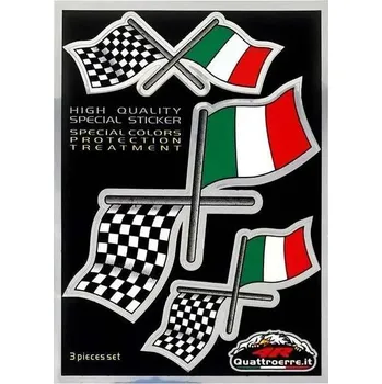 Samolepicí dekorace na vozidlo Sada samolepek s šachovnicovou a italskou vlajkou