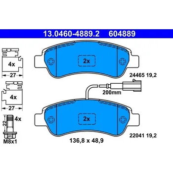 Brzdová destička Sada brzdových destiček, kotoučová brzda ATE 13.0460-4889.2