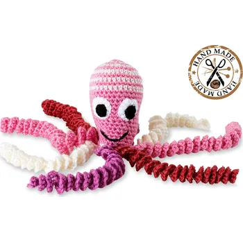 plyšák Wooline Háčkovaná chobotnička pro novorozence, růžová RUČNÍ VÝROBA V ČESKÉ REPUBLICE!