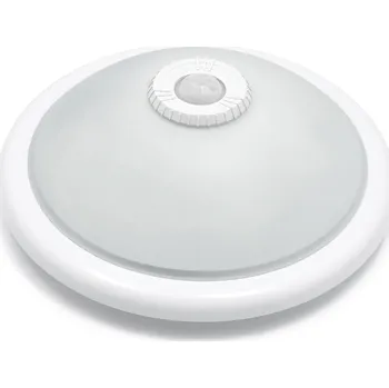 LED panel KOLORENO Kulaté přisazené stropní svítidlo s 2xE27 pohybovým a soumrakovým senzorem - Bílá