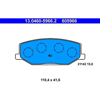 Brzdová destička Sada brzdových destiček, kotoučová brzda ATE 13.0460-5966.2