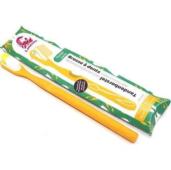 Zubní kartáček Lamazuna Bioplastový zubní kartáček s vyměnitelnou hlavicí, středně tvrdý, žlutý