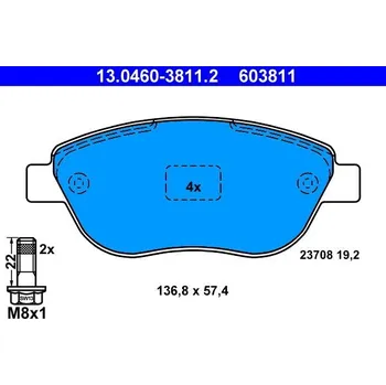 Brzdová destička Sada brzdových destiček, kotoučová brzda ATE 13.0460-3811.2