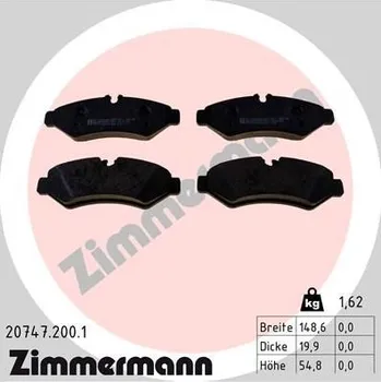 Brzdová destička Sada brzdových destiček, kotoučová brzda ZIMMERMANN 20747.200.1