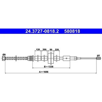 Brzdový systém Tažné lanko, parkovací brzda ATE 24.3727-0818.2