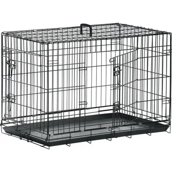 přepravka pro zvíře Drátěná klec černá dva vchody 93x57x62cm