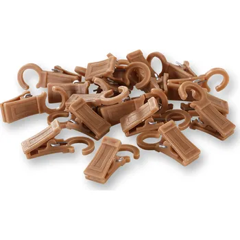 Uchycení záclony a závěsu Wooline Plastové žabky na záclony dub, s háčkem vhodné pro kroužky na garnýž o průměru 28mm