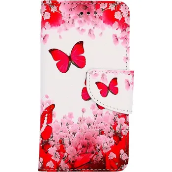 Pouzdro na mobilní telefon Pouzdro iPhone SE 2022 knížkové Růžoví motýlci (kryt neboli obal na iPhone SE 2022)