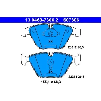 Brzdová destička Sada brzdových destiček, kotoučová brzda ATE 13.0460-7306.2