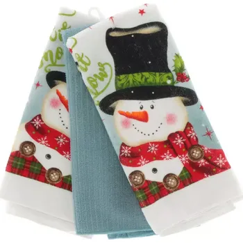 Utěrka Unique Living - Sada kuchyňských utěrek Snowman se sněhulákem 3 ks - 38*63 cm