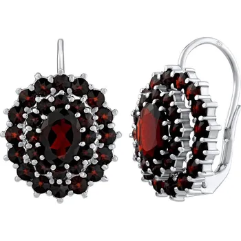 Náušnice Stříbrné luxusní náušnice s pravými granáty