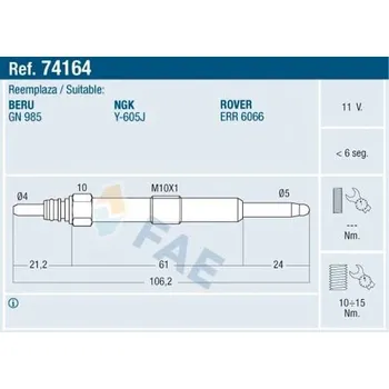 Zapalovací a žhavicí svíčka Žhavicí svíčka FAE 74164