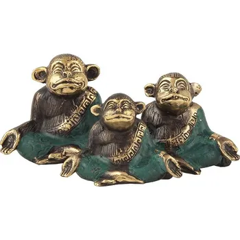 Soška Opice jóga kov 6 cm sada 3 ks
