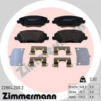 Brzdová destička Sada brzdových destiček, kotoučová brzda ZIMMERMANN 22804.200.2