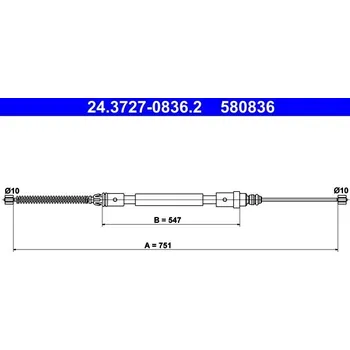 Brzdový systém Tažné lanko, parkovací brzda ATE 24.3727-0836.2
