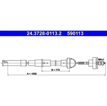 Spojkové lanko Tažné lanko, ovládání spojky ATE 24.3728-0113.2