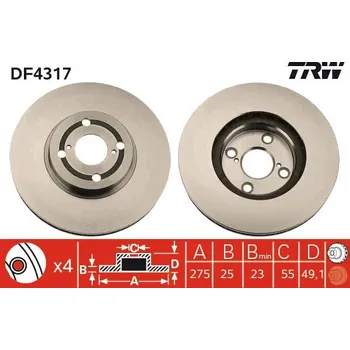 Brzdový kotouč Brzdový kotouč TRW DF4317