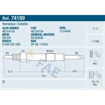 Zapalovací a žhavicí svíčka Žhavicí svíčka FAE 74189