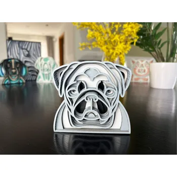 Vsepropejska Mandala mops dekorace na stůl Barva: Šedá, Rozměr (cm): 10 x 11,5, Druh: Kartonová