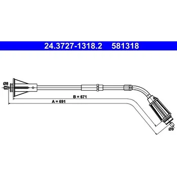 Lanko parkovací brzdy Tažné lanko, parkovací brzda ATE 24.3727-1318.2