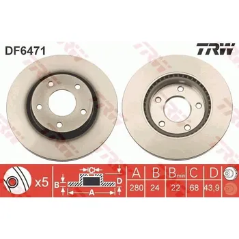 Brzdový kotouč Brzdový kotouč TRW DF6471