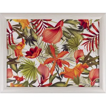 Podnos na nohy s motivem květin Flowers white - 43*33*7cm