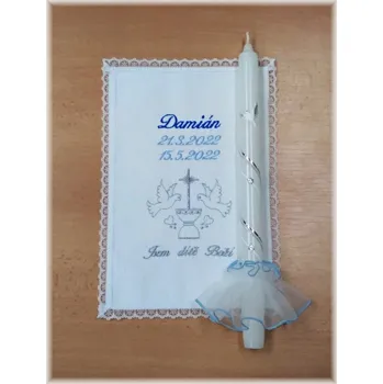 rouška Křestní sada vzor 24 - rouška, svíce, ozdoba