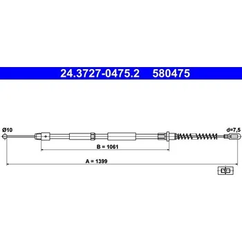 Brzdový systém Tažné lanko, parkovací brzda ATE 24.3727-0475.2