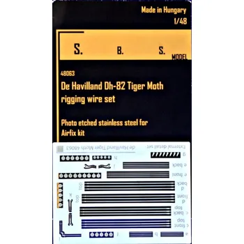 Plastikový model S.B.S model 1/48 DH-82 Tiger Moth rigging wire PE set (AIRFIX)