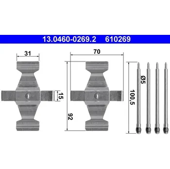 Přislušenství brzdového systému Sada příslušenství, obložení kotoučové brzdy ATE 13.0460-0269.2