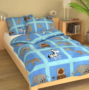 Povlečení Dětské bavlněné povlečení Zoo modré Rozměr: 40x60 a 90x140cm
