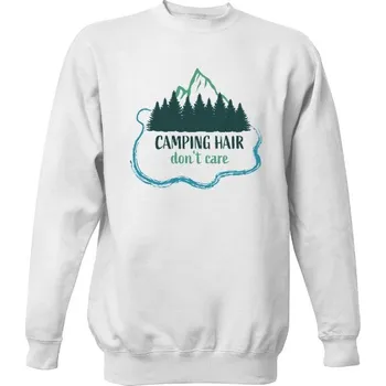 Pánská mikina Mikina bez kapuce Unisex s potiskem Camping hair, don't care pánské